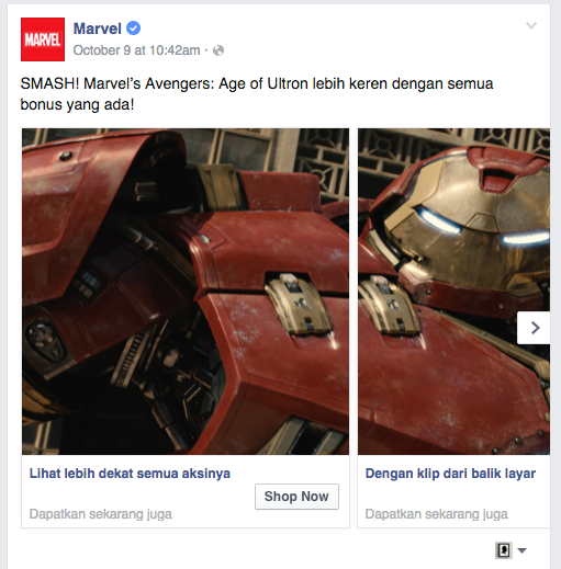 Iklan Marvel Dengan Link Berbeda