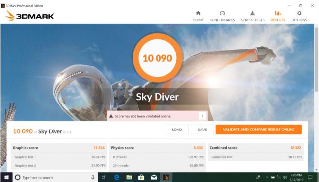 3DMark Sky Diver - ASUS VivoBook Ultra A412