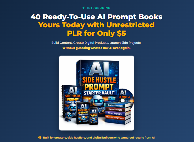 AI Prompt Books PLR Review 2026 by Vivek Sharma: 40 Professionally Structured Prompt Books With Unrestricted Resale Rights for Just $5 1 AI Prompt Books PLR Review 2026 by Vivek Sharma