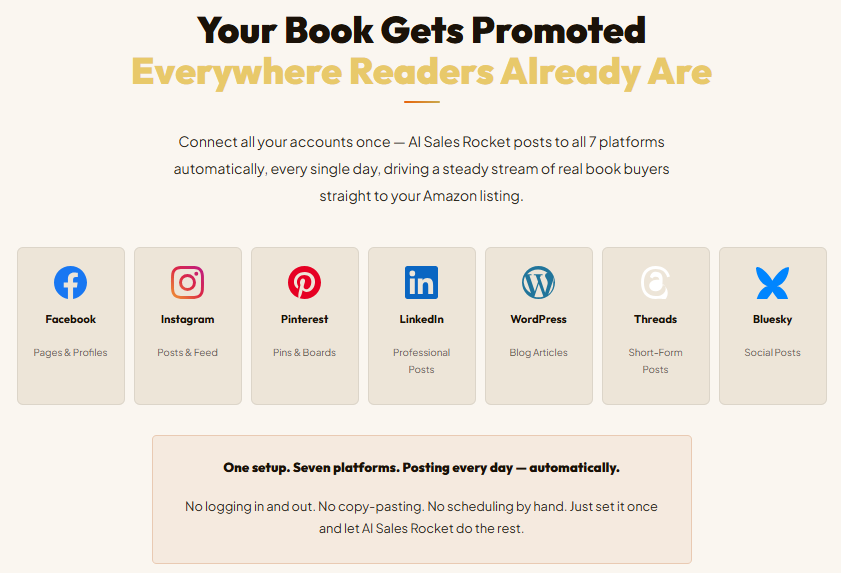 AI Sales Rocket Review OTO 2026: The Book Marketing Tool That Auto-Posts Your KDP Book to 7 Platforms Every Day — Full Features, OTO, and Bonus 5 AI Sales Rocket Review OTO 2026