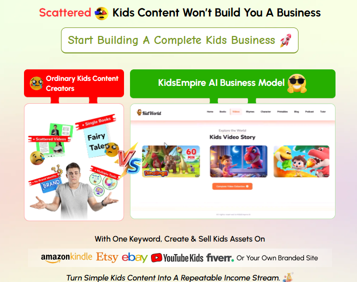 KidsEmpire AI Review 2026: Turn ONE Keyword Into a Fully Branded Kids Business With Storybooks, Videos, Rhymes, Printables, and AI Tutors — Auto-Assembled in Minutes 3 KidsEmpire AI Review 2026