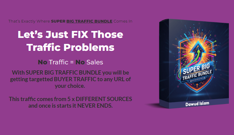 What is Super Big Traffic Bundle? Honest Review of the One Dollar Traffic Rotator System With 5 Daily Visitor Sources 2 Super Big Traffic Bundle Review, OTO and Download