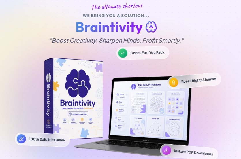 BRAINTIVITY Brain Activity Printables Review 2026: Complete KDP and Etsy Printable Bundle with Commercial Rights — What's Inside, OTOs, and How to Monetize It 1 BRAINTIVITY Brain Activity Printables Review 2026
