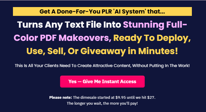 My Instant PDF Makeover Generator PLR Review 2026: Best Done-for-You AI System That Transforms Any Document Into a Professional PDF — Deploy, Sell, or Give Away 1 My Instant PDF Makeover Generator PLR Review