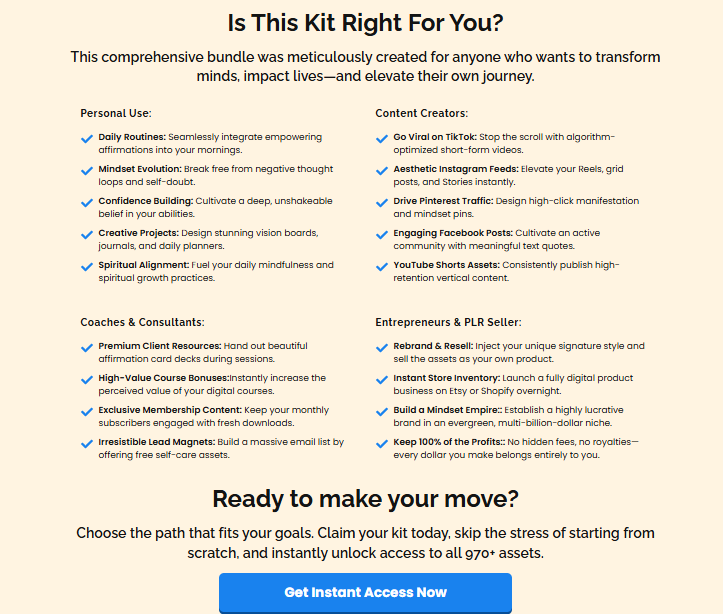 Positive Affirmations Kit Review 2026: 970+ Done-for-You Affirmation Cards, Video Reels, and Captions With Full PLR Rights 3 Positive Affirmations Kit Review 2026