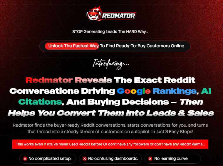 RedMator App Review 2026: Find Reddit Threads Driving Google Rankings and AI Citations — Then Convert Them Into Leads 2 RedMator App Review 2026