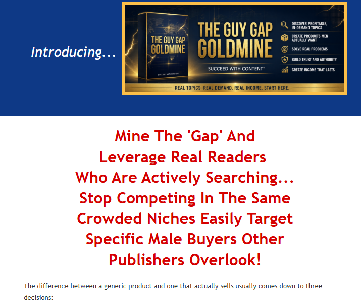 The Guy Gap Goldmine OTO Review 2026: Honest Look at Amy Harrop's Men's Niche KDP Publishing System — Niche Research Tools, Custom GPT, and 3 Upgrade Options Explained 2 The Guy Gap Goldmine OTO Review 2026